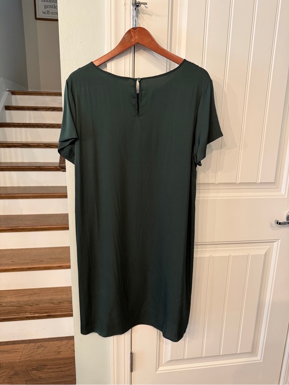 Quince Silk T-Shirt Dress XL Forest Green Short Sleeve - Picture 4 of 6